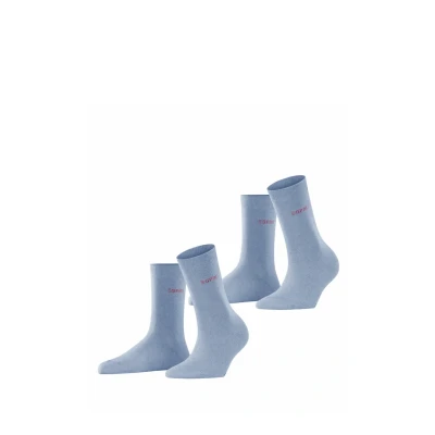Image de ESPRIT Uni 2 Pack W SO coton unies lot de paires, Chaussettes Femme, Bleu (Jeans Melange 6458), 39 42