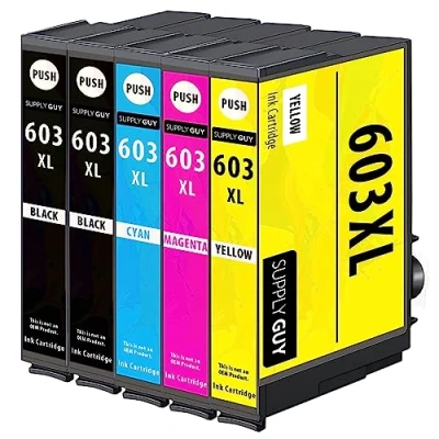 Image de Supply Guy 5 Cartouches d&#039;encre Compatible avec Epson 603XL Multipack pour WF2810 WF2820 WF2830 WF2835 WF2840 WF2845 WF2850 WF2870 XP2105 XP2150 XP2155 XP3105 XP3150 XP3155 XP4105 XP4150 XP4155