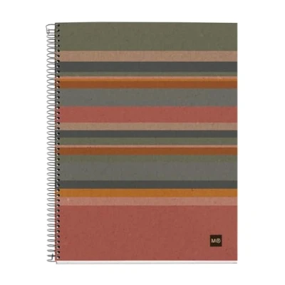 Image de Miquelrius Cahier A4, 120 feuilles de 80 g/m², ligné intérieur lisse, papier recyclé (récupéré après consommation), carnet uni avec 4 trous pour classement, Eco Rayures