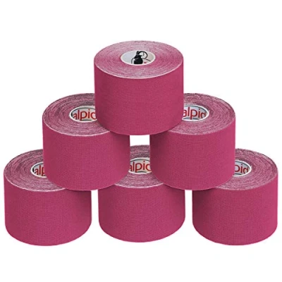 Image de ALPIDEX Ruban Adhésif de Kinésiologie 5 m x 5,0 cm Diverse Couleurs 1/3/ 6/12 rouleaux E Book Exemples D&#039;application Bandes Kinesiology Tape, Couleur:rose, Quantité:6