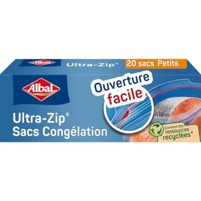 Image de Albal 20 Sacs Congélation Ultra Zip Petit Modèle 1L Fermeture Résistant 70% de ressources recyclées
