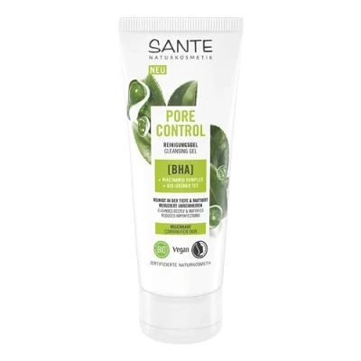 Image de SANTE Naturkosmetik Pore Control BHA Gel nettoyant pour peaux mixtes avec thé vert bio matifiant, complexe et niacinamide, végétalien mixtes, raffermissant les pores, 100 ml