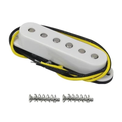 Image de FLEOR Micro simple bobinage Alnico 5 Micros ST guitare Chevalet Staggered pour électrique SQ, blanc