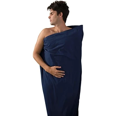 Image de SEATO SUMMIT ADBLOSNB Saco sábana Premium Cotton Doble Azul Marino Unisexe, Bleu Marine, Double (Rectangular)