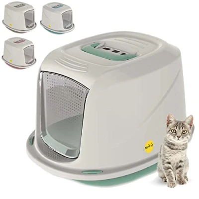 Image de Bac à litière pour Chat avec Couvercle, Toilettes poignée de Transport, clapet et Filtre, Existe en 4 Couleurs