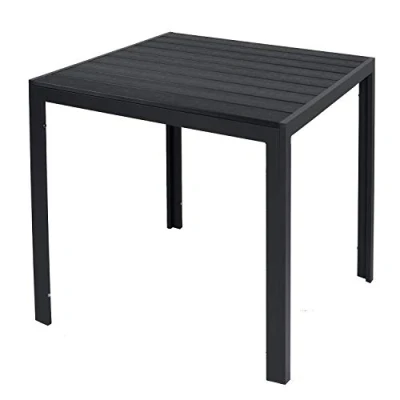 Image de INDA Exclusiv Table de jardin en aluminium WPC résistant aux intempéries Anthracite/noir 80 x 74 cm