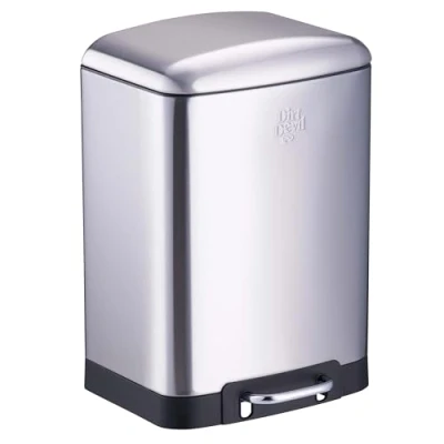 Image de Dirt Devil Poubelle à Pédale 12L de Cuisine avec Fermeture Douce Acier Inoxydable Intérieure Amovible 27.2 x 25.5 40.2 CM Argent