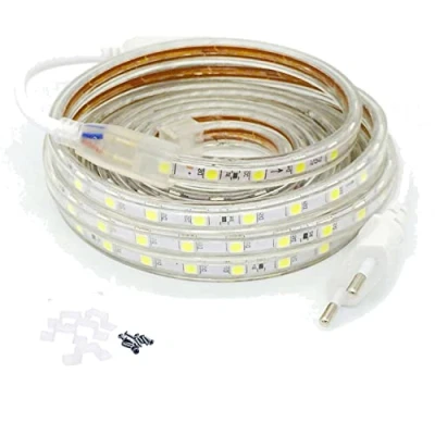 Image de FOLGEMIR Ruban à LED 8m Blanc Froid, Bande Lumineuse 220V 230V, 60 Leds/m strip, IP65 étanche, rétro éclairage doux