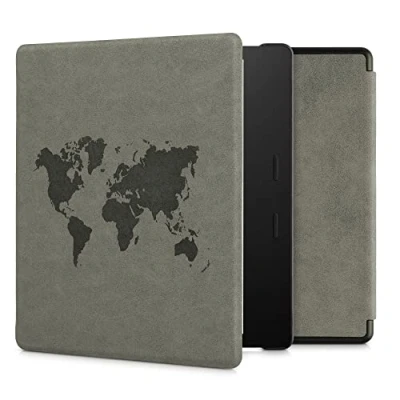 Image de kwmobile Étui liseuse Compatible avec Amazon Kindle Oasis 10. Generation Housse Rabat magnétique en Simili Cuir Gris