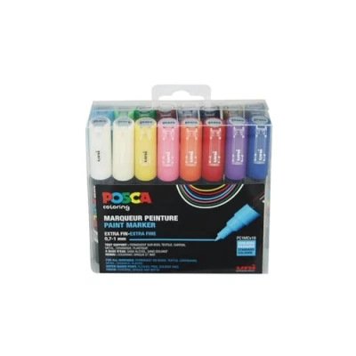 Image de uni ball 186716 Marqueur POSCA à Pointe Ogive Extra Fine, Jeu de 16 pièces