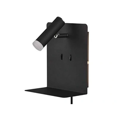 Image de Trio Leuchten Element 222570232 Applique murale à LED en métal avec 1 ampoule 3 W et prise USB Noir mat