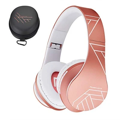 Image de PowerLocus Casque Bluetooth sans Fil, Audio stéréo Pliable Filaire avec Micro intégré, SD/TF, FM pour iPhone/Wiko/Samsung/iPad/PC (Or Rose)