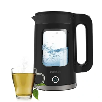 Image de Cecotec Bouilloire électrique Thermosense 330 Glassy. 1,7L en verre borosilicate, 2200W, Keep Warm, filtre anticalcaire, base rotative 360º.