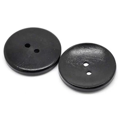 Image de Handarbeit Lieblingsladen Lot de 12 boutons en bois noir 30 mm à 2 trous pour coudre et bricoler