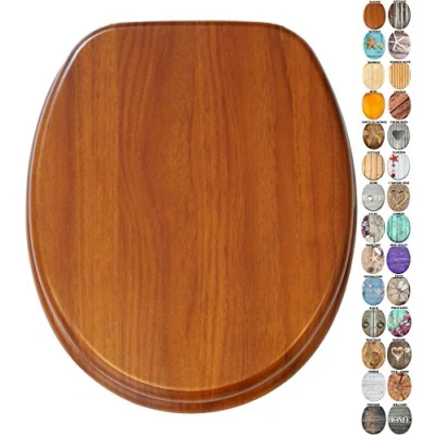 Image de Sanilo Abattant WC, Grande sélection de lunettes toilette en bois, Finition haute qualité, Charnières robustes, Fixation facile (Acajou)