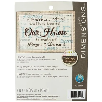 Image de Dimensions Point de Croix compté : Home Memories, mélange Polyester, Multicolore, 17 x 12 0,2 cm