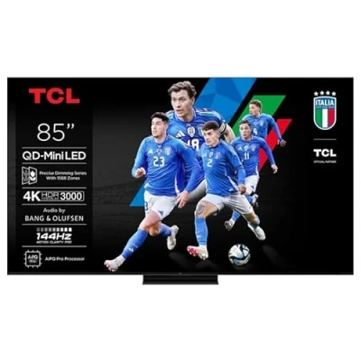 Image de TCL 85C7K QD Mini TV LED 85&quot; 4K HDR Premium 3000 Smart Google avec 144 Hz Motion Clarity Pro (Dolby Vision IQ &amp; Atmos, panneau CrystGlow HVA, audio de Bang Olufsen, Game Master)