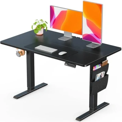 Image de ErGear Bureau Assis Debout 120x60cm,Bureau Réglable en Hauteur supportant jusqu&#039;à 80KG avec Sac de Rangement,Bureau Électriqueavec Fonction Mémoire pour Postes Travail Informatisés
