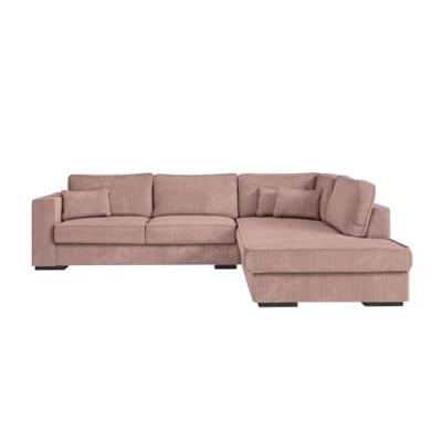 Image de Canapé d&#039;angle en velours côtelé LOUNGITUDE BELAMI 4 places Vieux rose