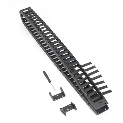 Image de Zeberoxyz Chaîne de traction 10x30mm Longueur 1m En plastique noir R18 avec 1kit connecteurs d&#039;extrémité pour imprimante 3D et machines CNC (10mmx30mm à l&#039;extérieur ouvert)