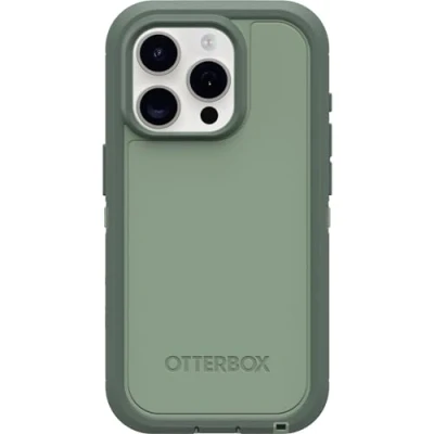 Image de OtterBox Defender Series XT Coque pour iPhone 15 Pro (Uniquement) Emerald Island (Vert), sans écran, Robuste, se clipse sur MagSafe, Attache Cordon