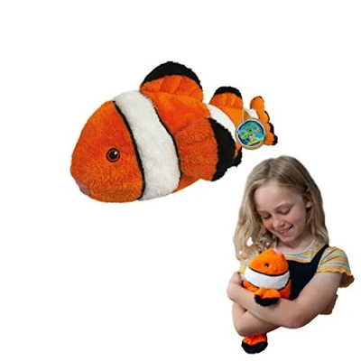 Image de EcoBuddiez Poisson Clown de Deluxebase. Peluche Douce Moyenne 30cm Faite Bouteilles en Plastique Recyclées. Cadeau Calin écolo pour Enfants et Animal Doux Mignon Bambins.