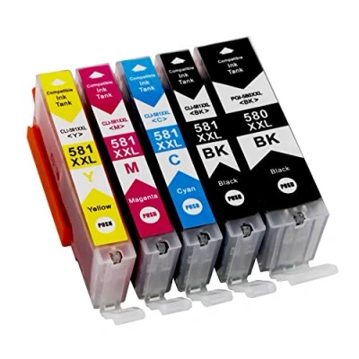 Image de Bergsan 5 Cartouche d&#039;encre Compatible pour Canon 580 581 XXL PIXMA TR8550 TS6150 TS6151 TS705 TS6250 TS8250 TS8150 TS9550 TR7550 TR8500 TS6251 TS9155 TS8251