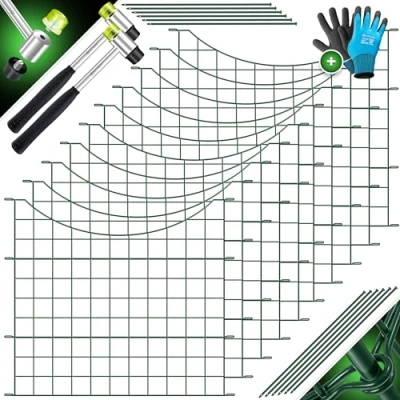 Image de KESSER® Clôture de Jardin Kit Complet en métal 10 éléments avec 2 marteaux + 12 Barres Fixation à Clipser pour Le Arc inférieur Rond enclos