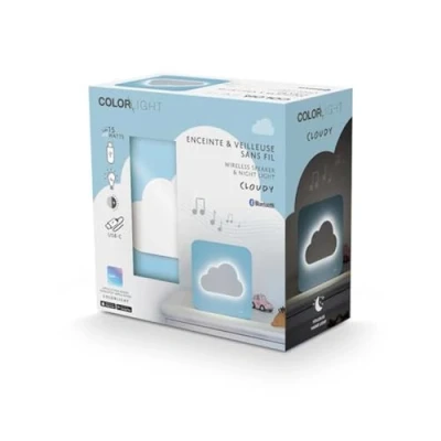 Image de Enceinte Bluetooth® Néon Lumineuse M + Veilleuse Nuage Bleu ColorLight Neuf