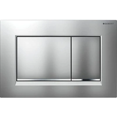 Image de Geberit Sigma 30 115883JQ1 déclenchement pour Chasse à 2 débits, actionnement par l&#039;avant, Plaque + Boutons Chrome Mat, Bandes, 24.6 x 16.4 1.2 cm