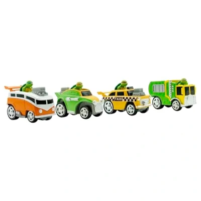 Image de Teenage Mutant Ninja Turtles, 1:64th Diecast Shell Riders Set Classic Styling, Leo, Raph, Donatello et Mikey, à partir de 3 ans
