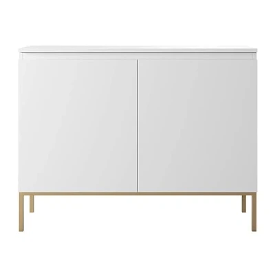 Image de Commode à deux portes BEMMI 100 cm blanc avec pieds dorés