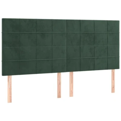 Image de vidaXL 4X Têtes de Lit Meubles Chambre à Coucher Accessoires Simple Cadre Intérieur Vert Foncé 90x5x78/88 cm Velours