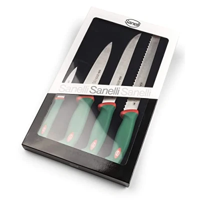 Image de Sanelli Ligne Premana Professional,Ensemble Chef 4 pièces:,Acier Inoxydable,Vert et Rouge,