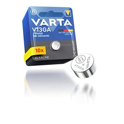 Image de VARTA Piles Bouton V13GA/LR44, lot de 10, Power on Demand, 1,5V, pour jouets, calculatrices, appareils mesure, compact avec une longue durée vie et des hautes performances