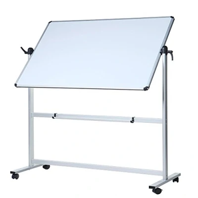 Image de VIZ PRO Tableau blanc mobile pivotant magnétique Double face, cadre en aluminium 1500 x 1200 mm