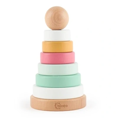 Image de Bieco Tour à empiler Baby Berry bois durable FSC® 19 cm Jeu d&#039;emboîtement partir de 1 an d&#039;anneaux empilables en pour bébé