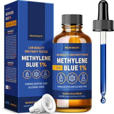 Image de Bleu de méthylène 1% qualité pharmaceutique avec pipette 100 ml sans formaldéhyde, alcool, protégé la lumière, pureté laboratoire