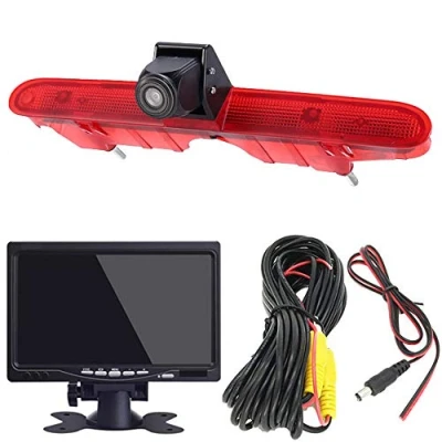 Image de HD Haut Lampe Frein lumière Vue arrière Caméra de recul Peut Ajuster l&#039;angle Vision Nocturne Infrarouge pour Peugeot Partner 2 Tepee Rifter/Citroen Berlingo B9 Kasten (Caméra recul+7&#039;&#039; Moniteur)