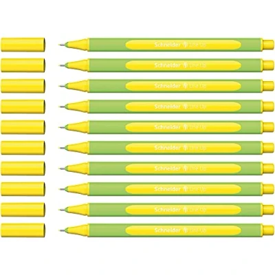 Image de Schneider 191005 Fineliner Line Up (épaisseur de trait 0,4 mm, en plastique biosourcé) jaune d&#039;or, Lot 10