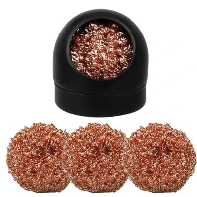 Image de YSDMY Nettoyeur de pointe soudure, kit nettoyage en laiton 4 Pièces boule et 1 base, fil fer à souder