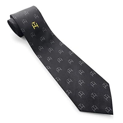 Image de THE MASONIC COLLECTION Cravate noire tissée en polyester Chapitre Royal Arch Un cadeau utile pour les hommes francs maçons, Noir