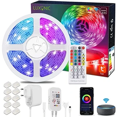 Image de LUXONIC Bande LED WiFi 20M, Ruban RGB Synchronisation de la musique contrôlée par APP Smartphone, Fonctionne avec Alexa Google Assistant, Lumière pour Décoration Maison