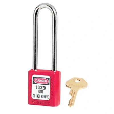 Image de Master Lock 410LTRED Cadenas de Consignation en Thermoplastique pour Installations Mécaniques, Rouge, Anse 7,6 x 2 cm