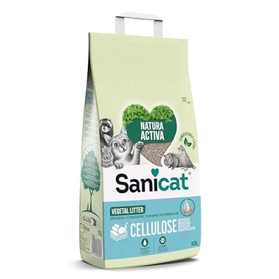 Image de Sanicat Litière absorbante multi animaux à base de cellulose recyclée Forte capacité d’absorption et contrôle des odeurs Produit organique biodégradable Format : 10 L