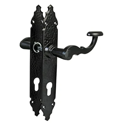 Image de Amig Lot de 2 poignées Pour portes passage Mod.100PB47 280 x 45 3,5 mm Carré 8 utilisation avec serrures à encastrer Type fer forgé Zamak finition noire