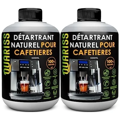Image de QUARISS Detartrant machine a cafe 100% naturel machines à café espresso entièrement automatiques, compatibles avec les de tous fabricants (2x 500 ml)