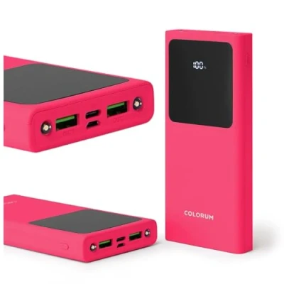 Image de FOREVER Colorum Power Bank 10000mAh Magenta Batterie Externe Portable avec USB C microUSB Écran LED Charge Rapide de Deux Appareils Voyants
