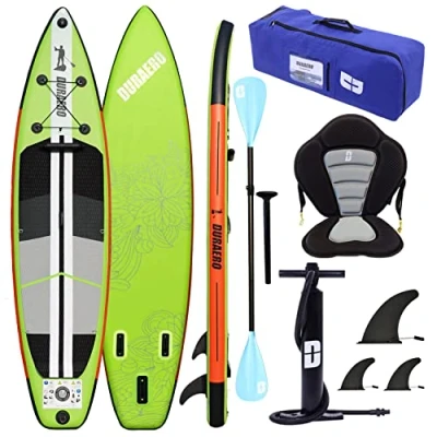 Image de Ensemble de Sup Board Gonflable Stand Up Paddle Premium Surfboard avec siège Kayak, Support caméra, Double pagaie et Complet d&#039;accessoires, 330x76x15cm, jusqu&#039;à 150kg