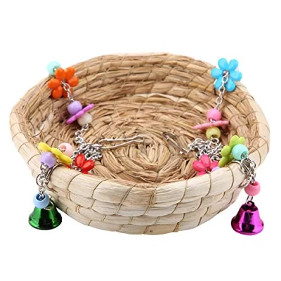 Image de TOPINCN Parrot Swing Nest Safe Paille Durable Coffre Non Toxique Réutilisable Oiseau Inséparable Bite Jouet Panier Lit Suspendu Cage À Oiseaux